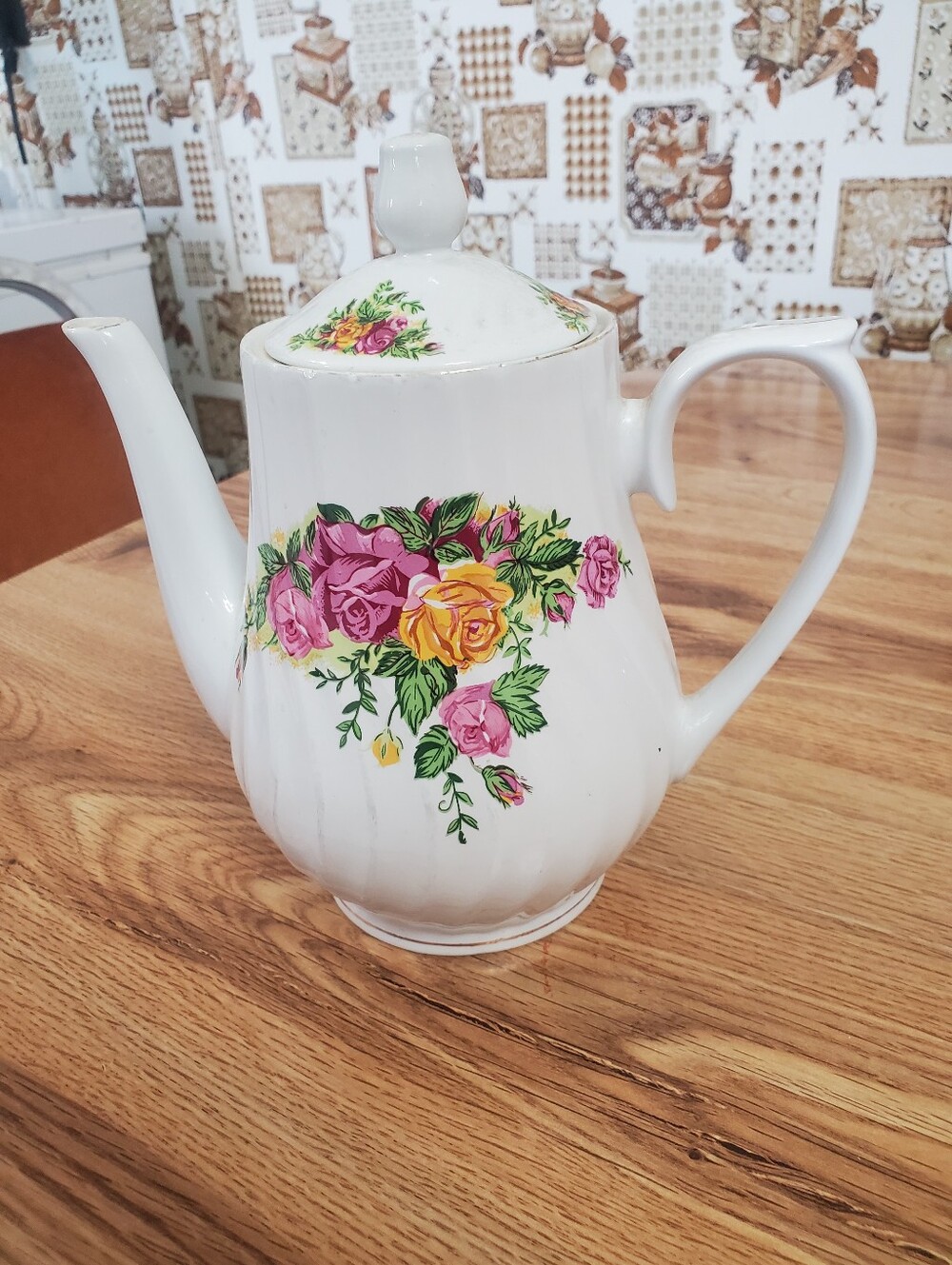 Vintage Regent China English Rose Tea Pot Cottagecore Floral Porcelain